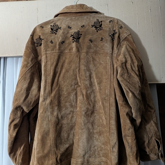 Denim & Co. Tan Suede Coat with flowers sz.2X - Picture 6 of 6